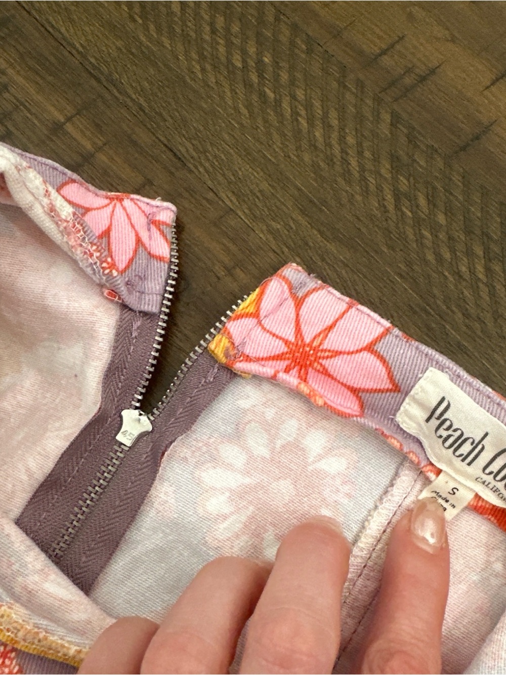 Peach Love California Lavender Mini Skirt with Coral & Pink Floral Trim - Picture 3 of 3